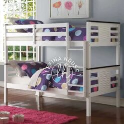 Tempat tidur tingkat modern YOTT118 warna putih dengan desain simpel.