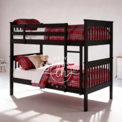 Tempat tidur tingkat minimalis YOTT119 warna hitam yang bisa dipisah.
