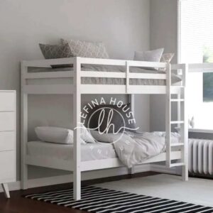 Tempat tidur tingkat minimalis YOTT142 warna putih dengan desain simpel modern.