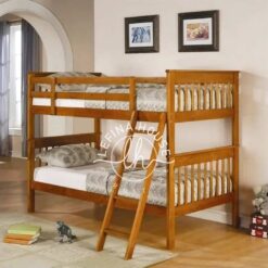 Tempat tidur tingkat minimalis YOTT151 dari kayu jati yang bisa dipisah.