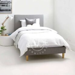 Tempat Tidur Minimalis Kain Abu