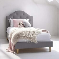 Ranjang Upholstery Abu Elegan