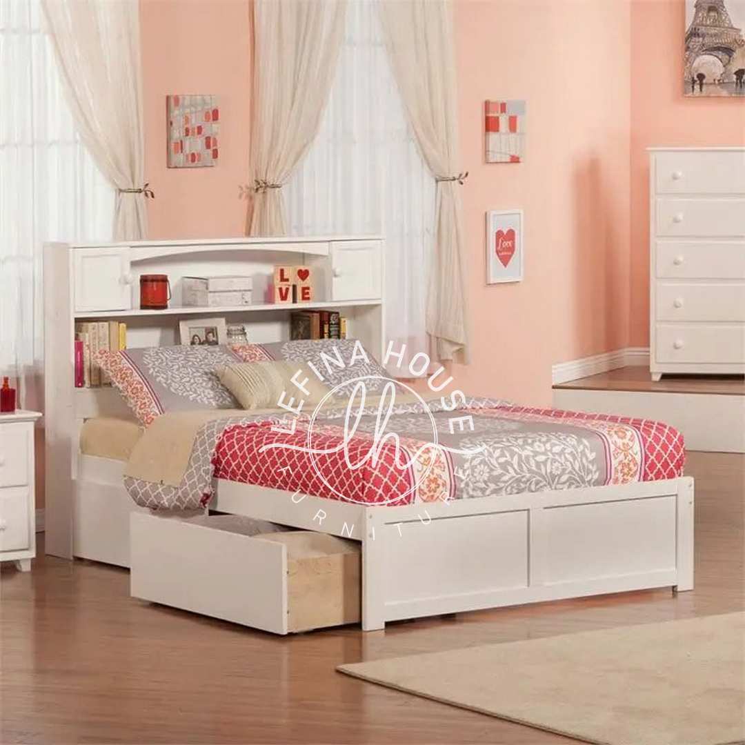 Ranjang anak kombinasi putih natural