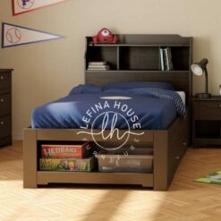 Ranjang tingkat kayu natural