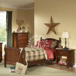 Ranjang susun putih dengan laci penyimpanan