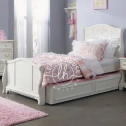 Ranjang tingkat putih headboard panel