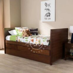 Ranjang kayu sorong minimalis