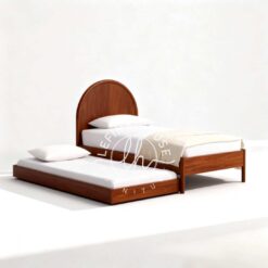 Tempat tidur sorong anak jati minimalis 2 in 1 lengkung