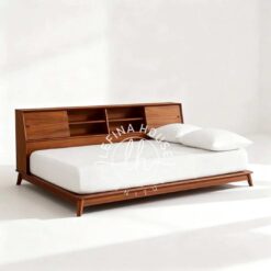 Tempat tidur anak rak buku headboard kayu jati fungsional