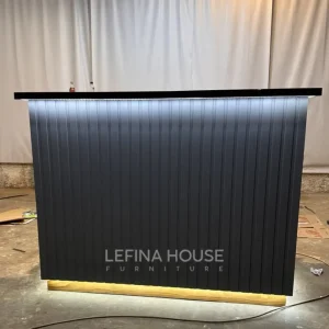 Meja Counter Kasir Cafe Minimalis Modern ukuran 160x72x120 cm dengan desain profesional dan nuansa mewah elegan - LMKE007
